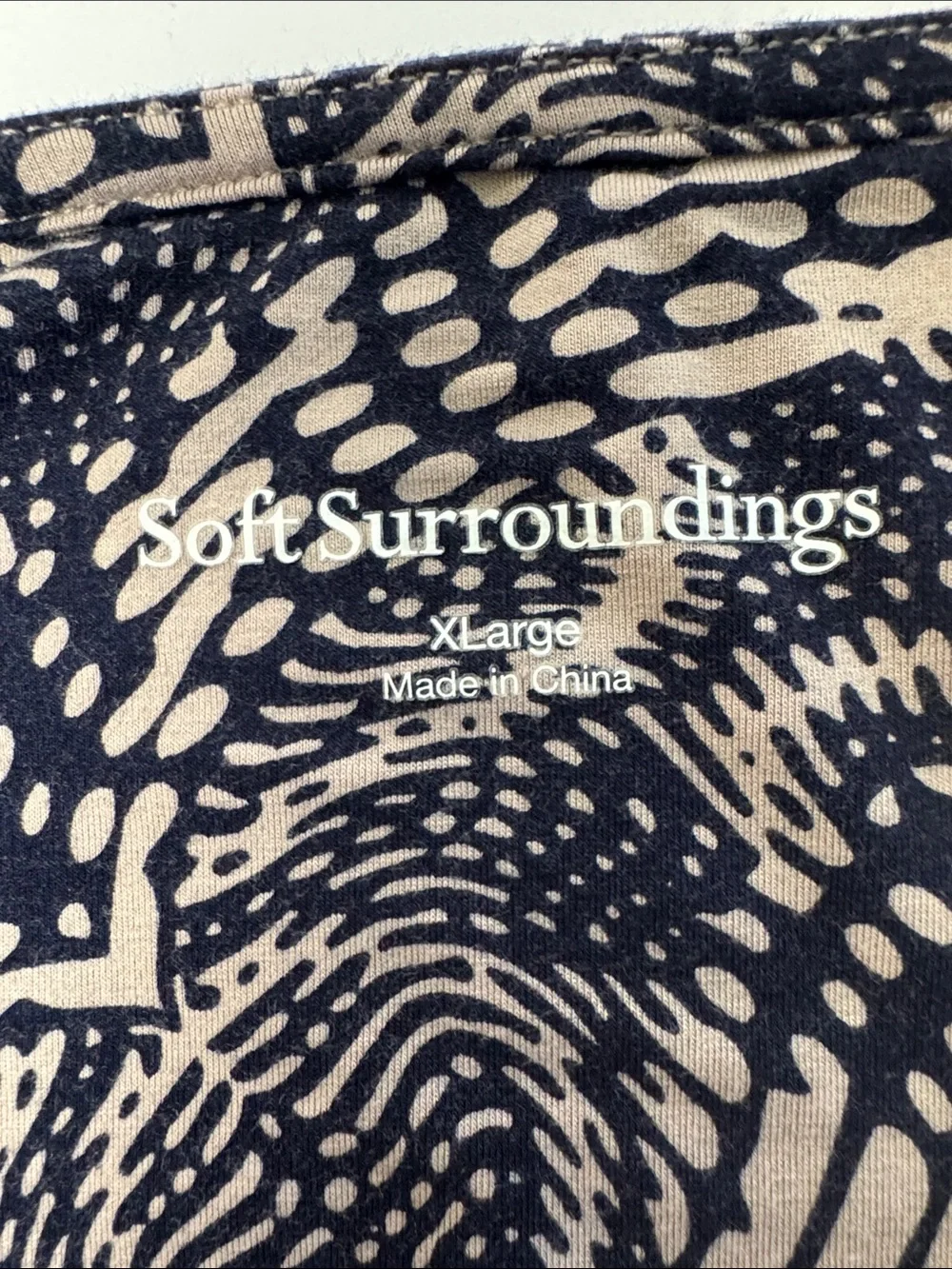 Soft Surroundings Juliette Jersey Navy & Neutral Tile Maxi Dress Size XL - Picture 10 of 11